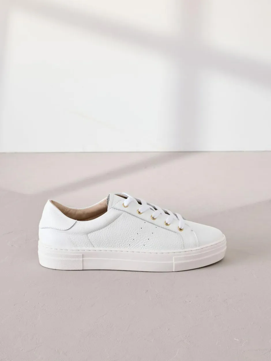 Next Signature Premium Leather Lace-Up Trainers White Outlet