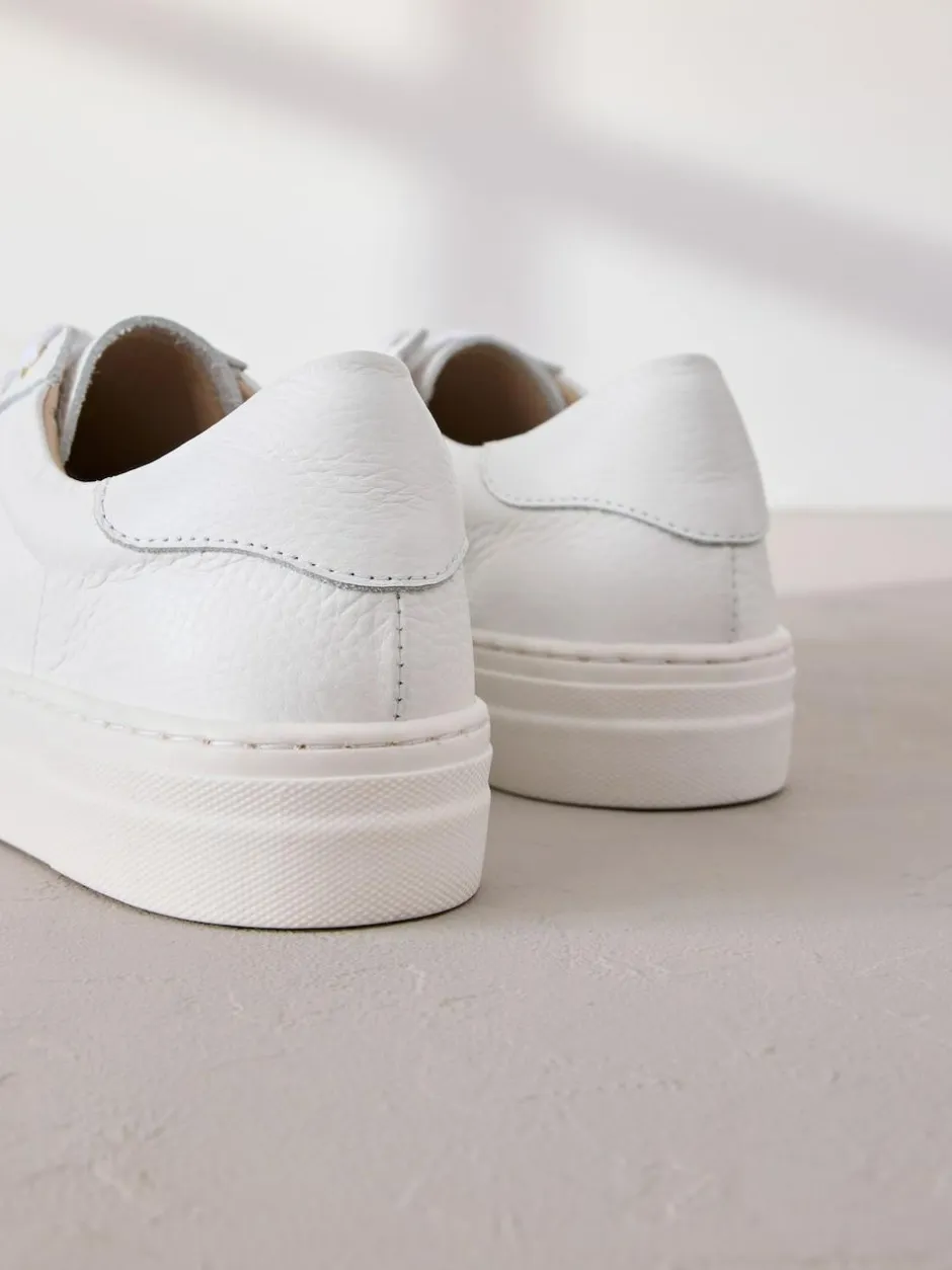 Next Signature Premium Leather Lace-Up Trainers White Outlet