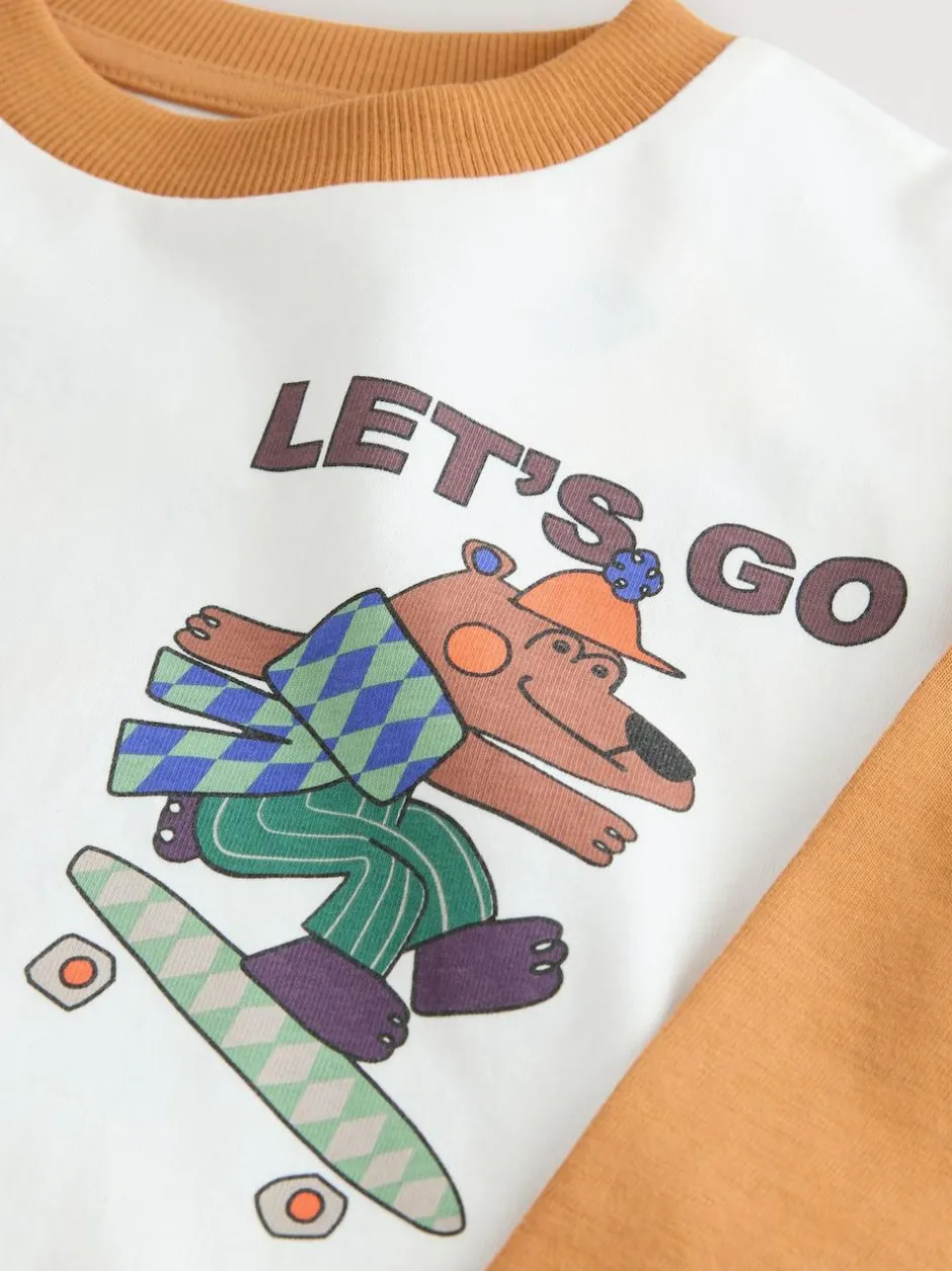 Next White Skate Bear Long Sleeve Back Print T-Shirt (3mths-8yrs) Clearance