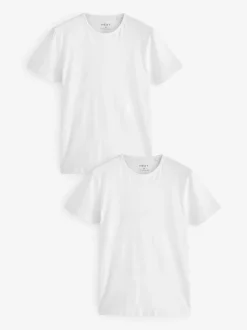 Next Slim Fit 100% Cotton Layering T-Shirts 2 Pack White Online