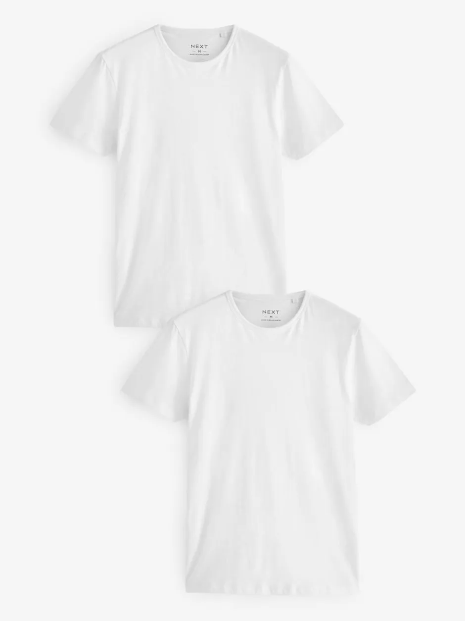 Next Slim Fit 100% Cotton Layering T-Shirts 2 Pack White Online