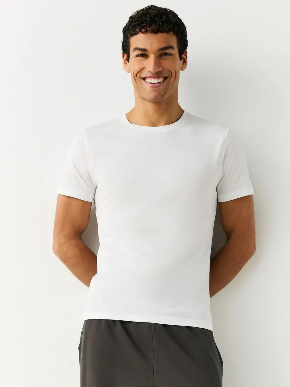 Next Slim Fit 100% Cotton Layering T-Shirts 2 Pack White Online