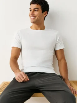 Next Slim Fit 100% Cotton Layering T-Shirts 2 Pack White Online