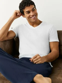 Next White Slim Fit 100% Cotton V-Neck Layering T-Shirts 10 Pack Sale