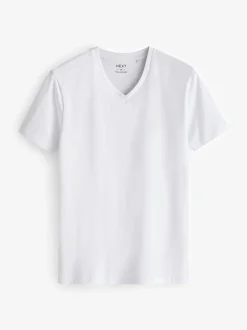 Next White Slim Fit 100% Cotton V-Neck Layering T-Shirts 10 Pack Sale