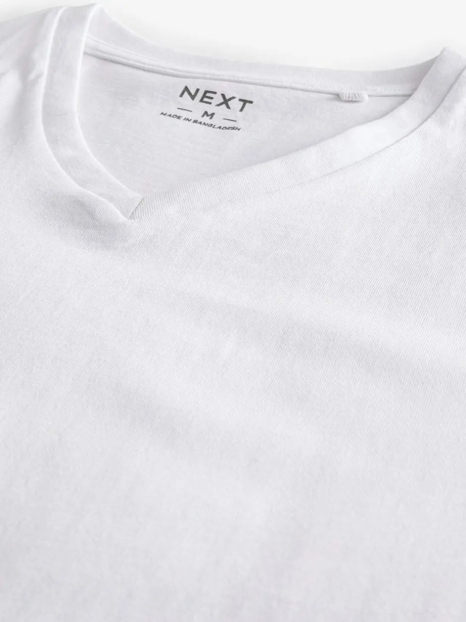 Next White Slim Fit 100% Cotton V-Neck Layering T-Shirts 10 Pack Sale