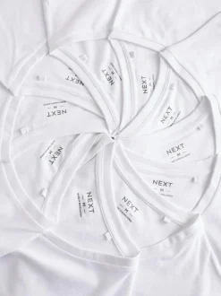 Next White Slim Fit 100% Cotton V-Neck Layering T-Shirts 10 Pack Sale