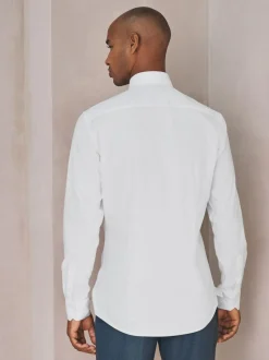 Next White Slim Fit Cotton Stretch Long Sleeve Formal Shirt Online
