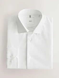 Next White Slim Fit Cotton Stretch Long Sleeve Formal Shirt Online