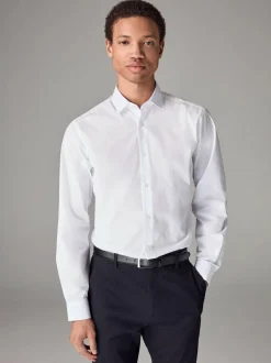 Next Slim Fit Easy Care Single Cuff Smart Shirt White Best