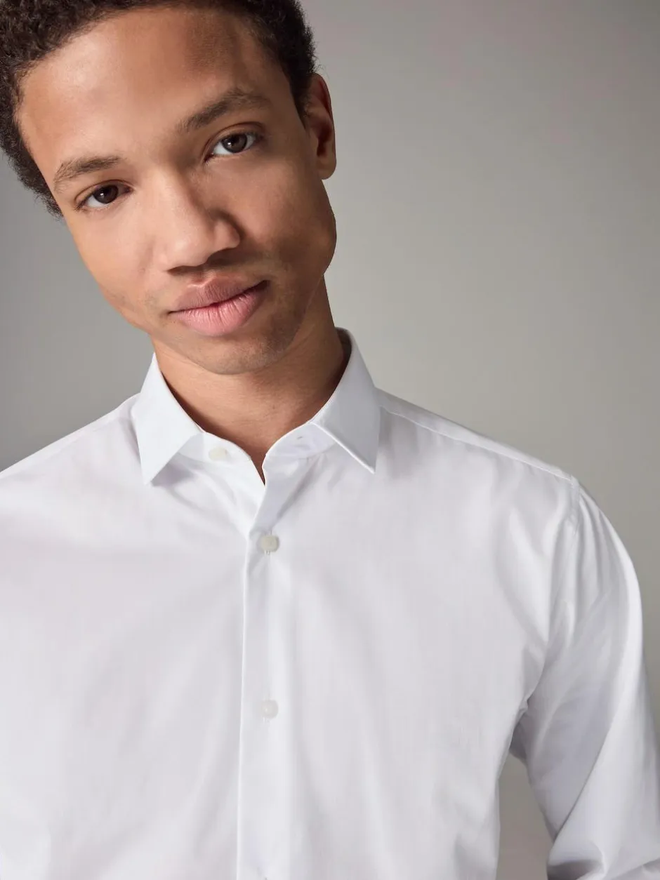 Next Slim Fit Easy Care Single Cuff Smart Shirt White Best