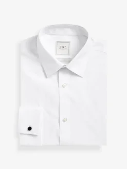 Next Slim Fit Easy Care Double Cuff Smart Shirt White New