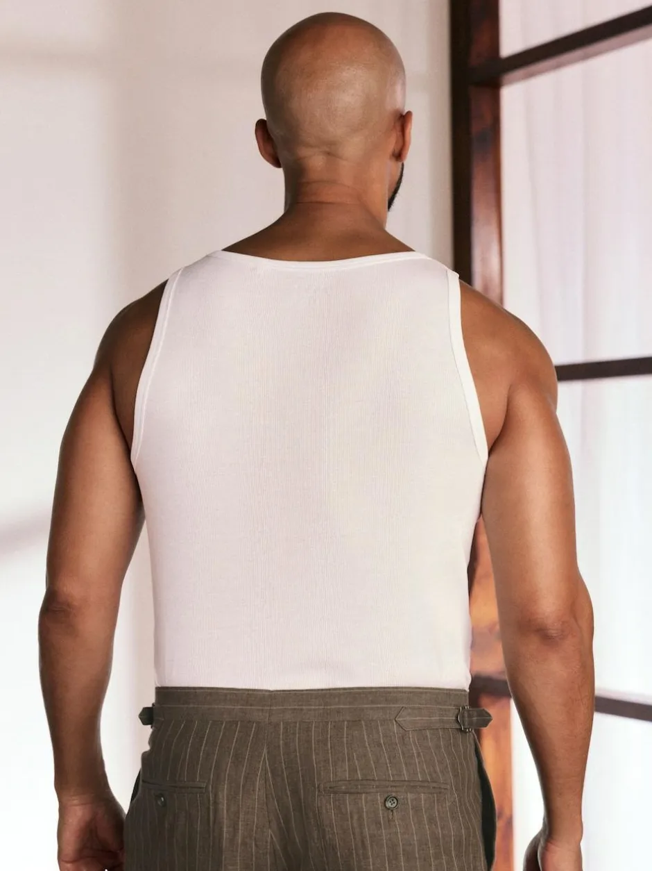 Next Slim Fit Ribbed Vest White