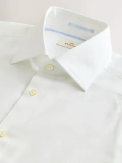 Next Slim Fit Signature Premium 100% Cotton Textured Smart Shirt White Clearance