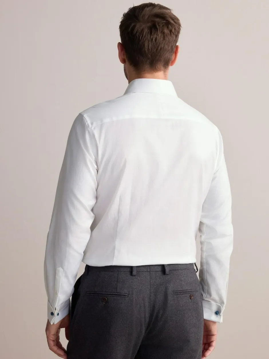 Next Slim Fit Signature Premium 100% Cotton Textured Smart Shirt White Clearance