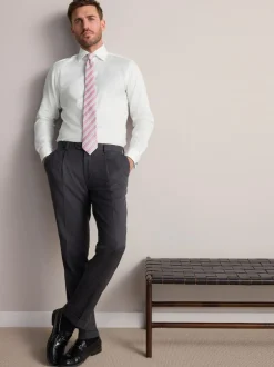 Next Slim Fit Signature Premium 100% Cotton Textured Smart Shirt White Clearance