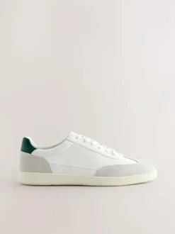 Next Smart Casual Lace-Up Trainers with Suede Trim White Best