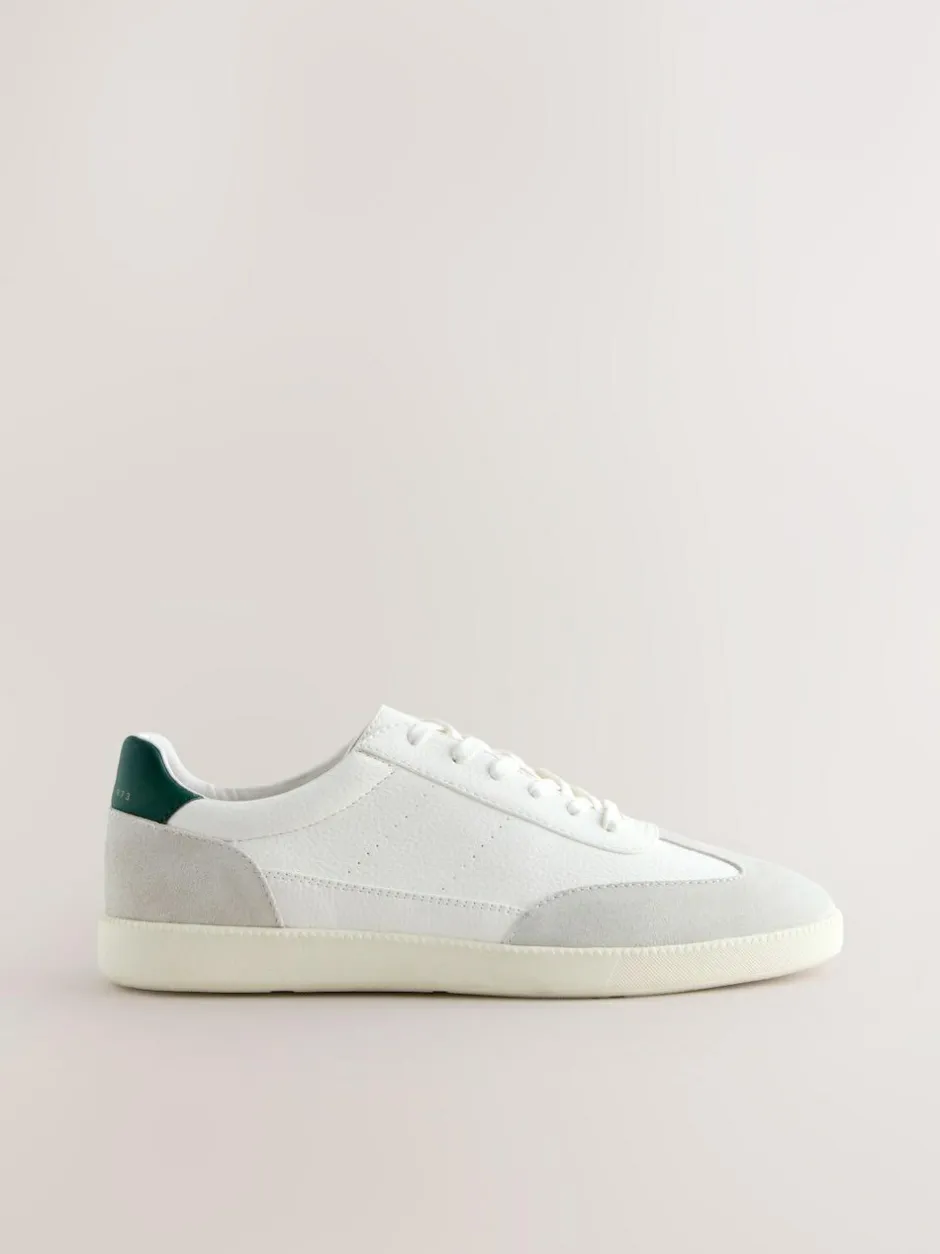 Next Smart Casual Lace-Up Trainers with Suede Trim White Best