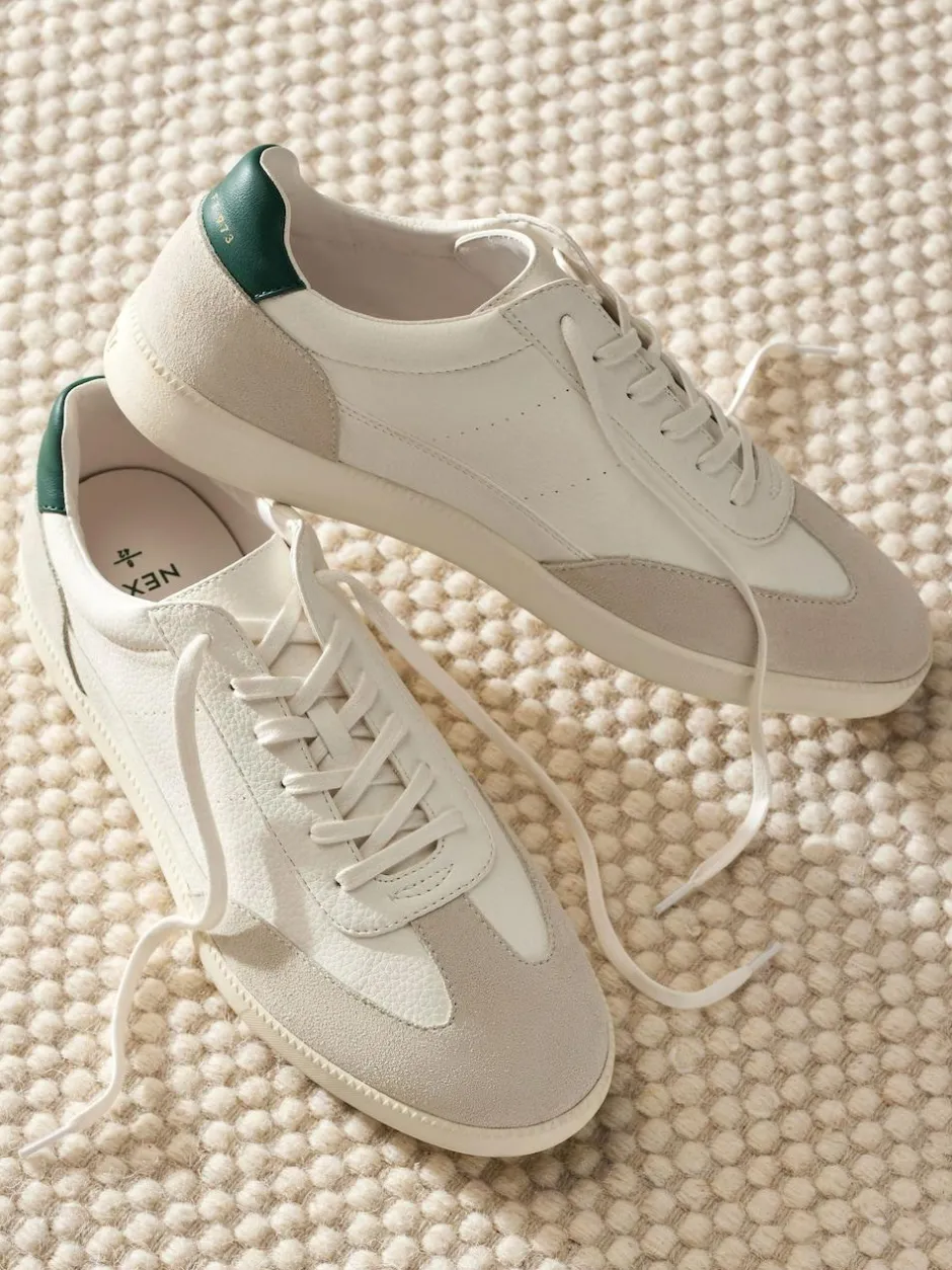 Next Smart Casual Lace-Up Trainers with Suede Trim White Best