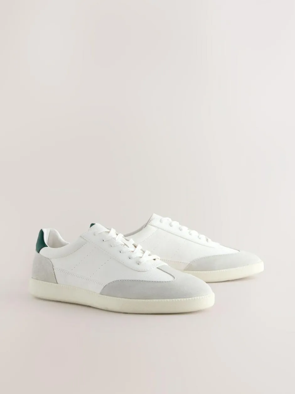 Next Smart Casual Lace-Up Trainers with Suede Trim White Best