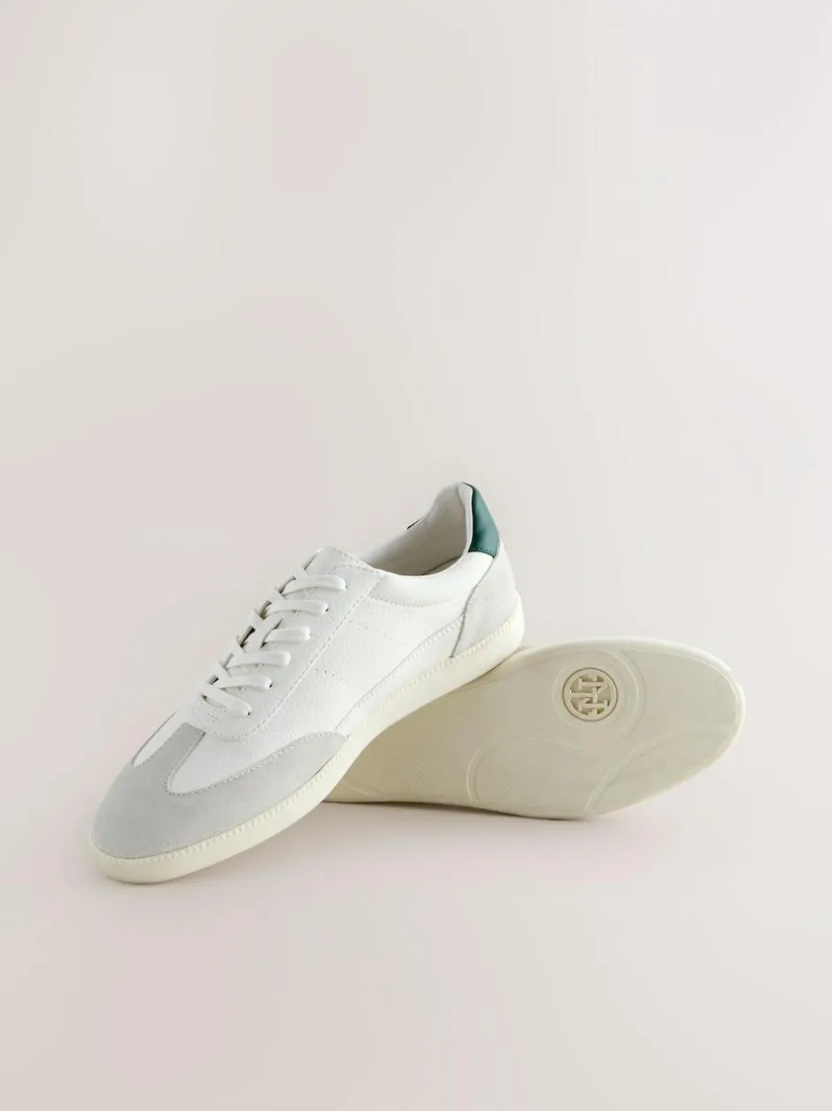 Next Smart Casual Lace-Up Trainers with Suede Trim White Best