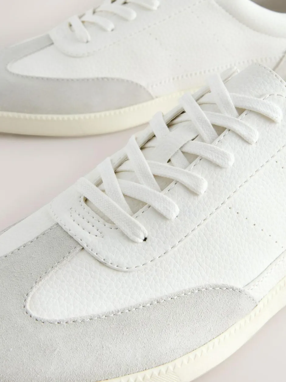 Next Smart Casual Lace-Up Trainers with Suede Trim White Best