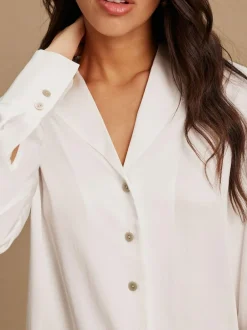 Next Soft Revere Collar Long Sleeve Shirt White New