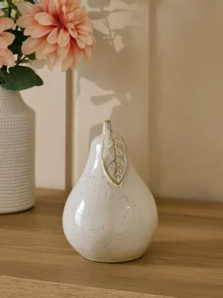 Next Ceramic Fruit Ornament White Speckled Pear New