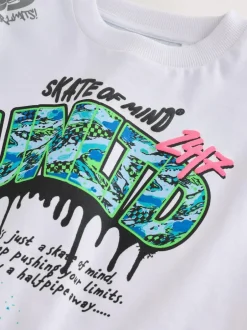 Next White Spray Graffiti Relaxed Fit Short Sleeve Graphic T-Shirt (3-16yrs) New