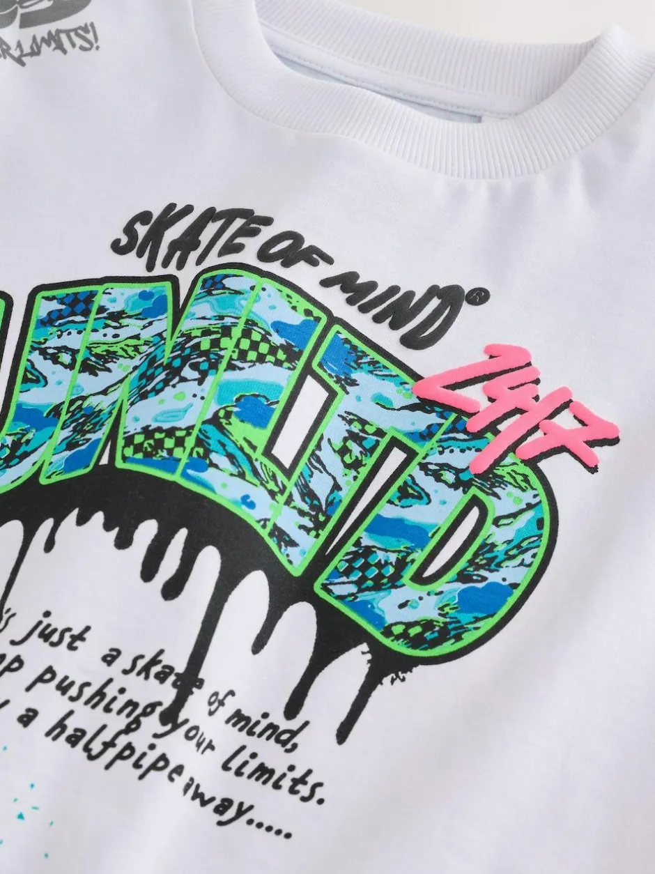 Next White Spray Graffiti Relaxed Fit Short Sleeve Graphic T-Shirt (3-16yrs) New