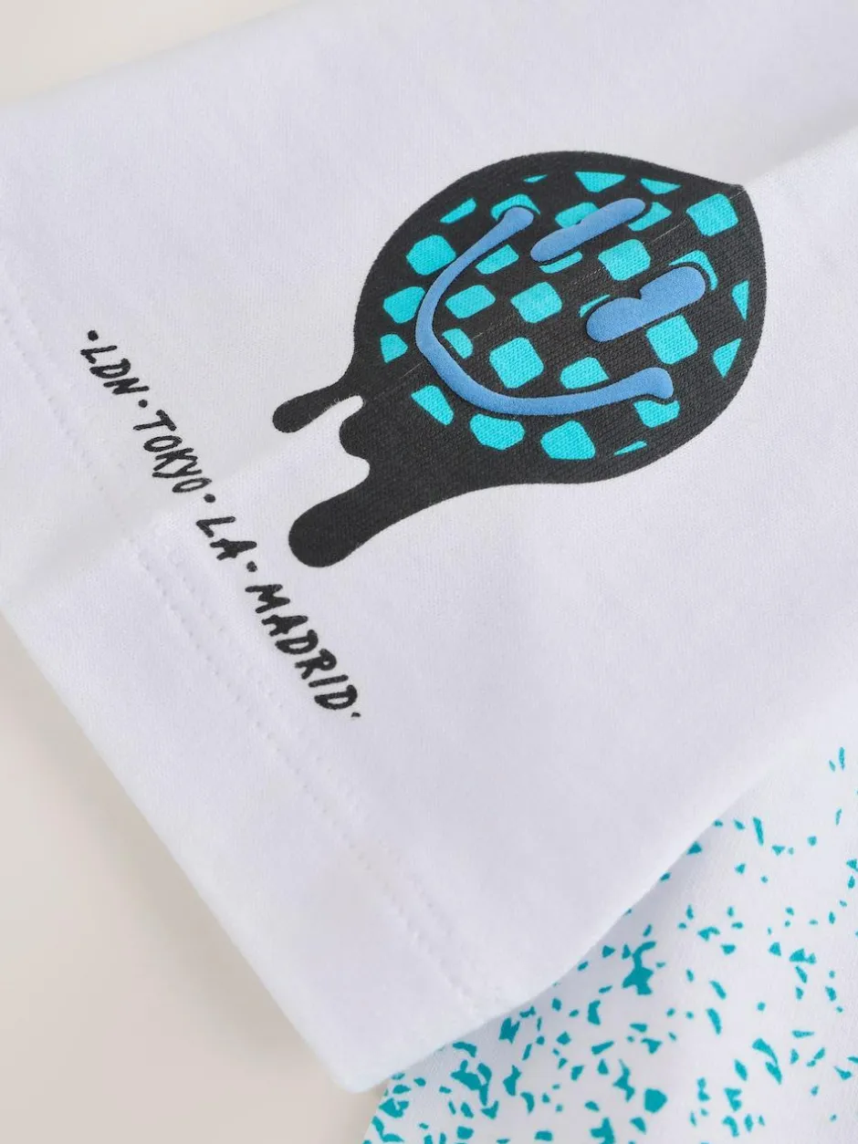 Next White Spray Graffiti Relaxed Fit Short Sleeve Graphic T-Shirt (3-16yrs) New