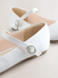 Next Standard Fit (F) Mary Jane Occasion Shoes White Stain Resistant Satin Sale