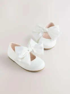 Next White Standard Fit (F) Bow Satin Flower Occasion Mary Jane Shoes