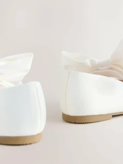 Next White Standard Fit (F) Bow Satin Flower Occasion Mary Jane Shoes