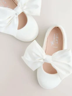 Next White Standard Fit (F) Bow Satin Flower Occasion Mary Jane Shoes