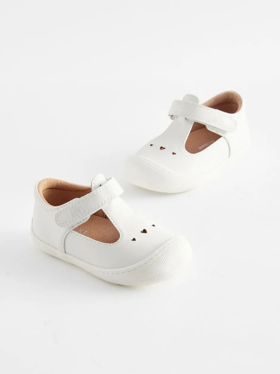 Next Standard Fit (F) Crawler T-Bar Shoes White Clearance