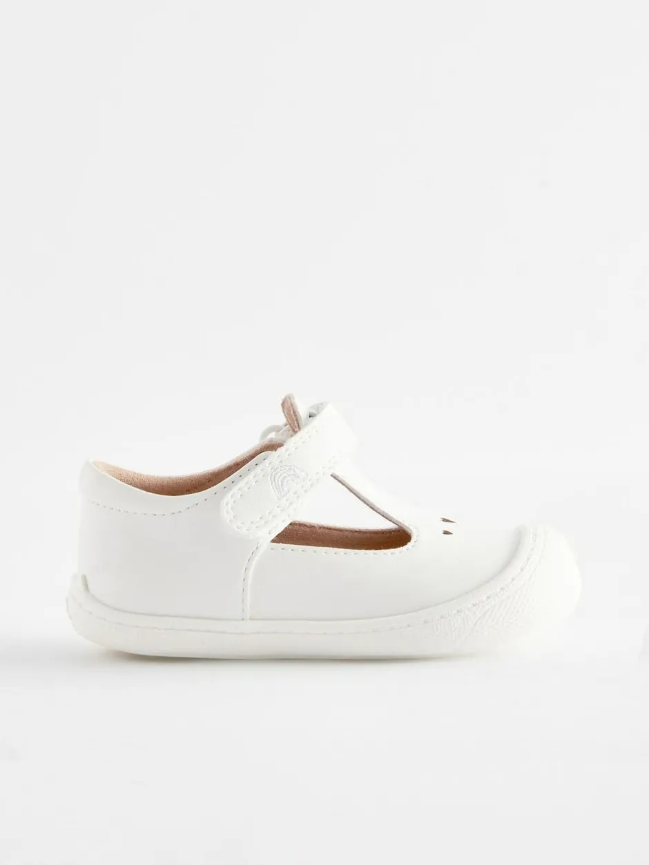 Next Standard Fit (F) Crawler T-Bar Shoes White Clearance