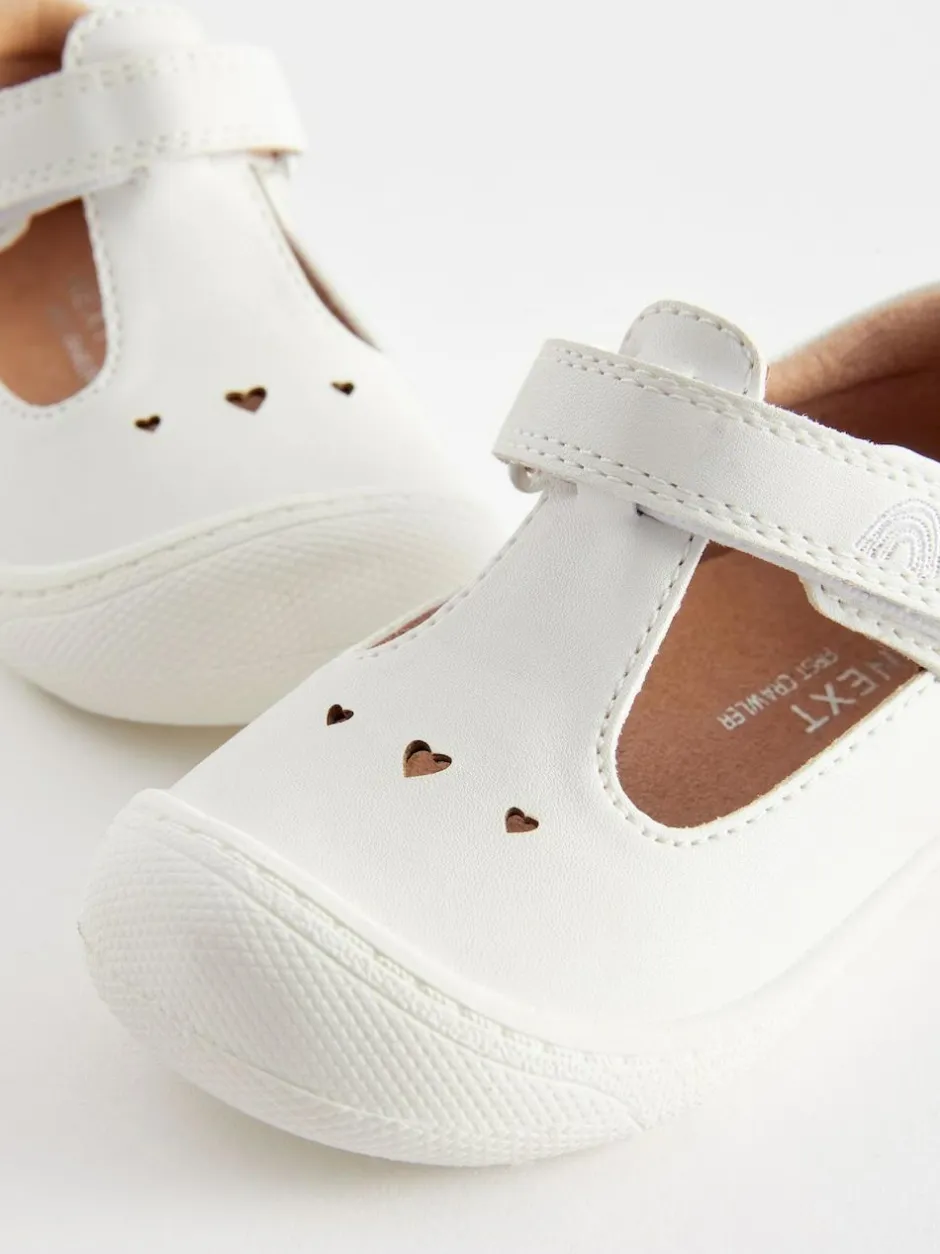 Next Standard Fit (F) Crawler T-Bar Shoes White Clearance