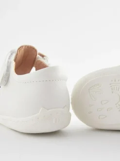 Next Standard Fit (F) Crawler T-Bar Shoes White Clearance