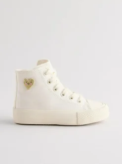 Next White Standard Fit (F) High Top Trainers Outlet