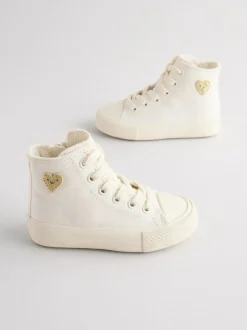 Next White Standard Fit (F) High Top Trainers Outlet