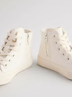 Next White Standard Fit (F) High Top Trainers Outlet