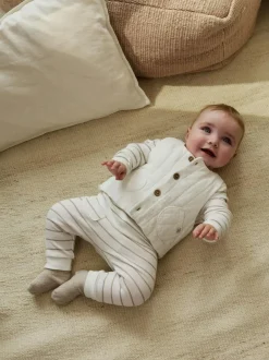 Next White Stripe Baby Gilet Top and Leggings Set (0mths-2yrs) Online