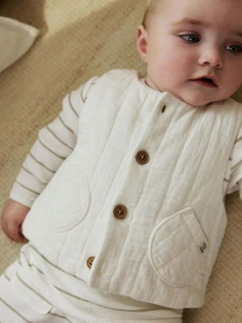 Next White Stripe Baby Gilet Top and Leggings Set (0mths-2yrs) Online