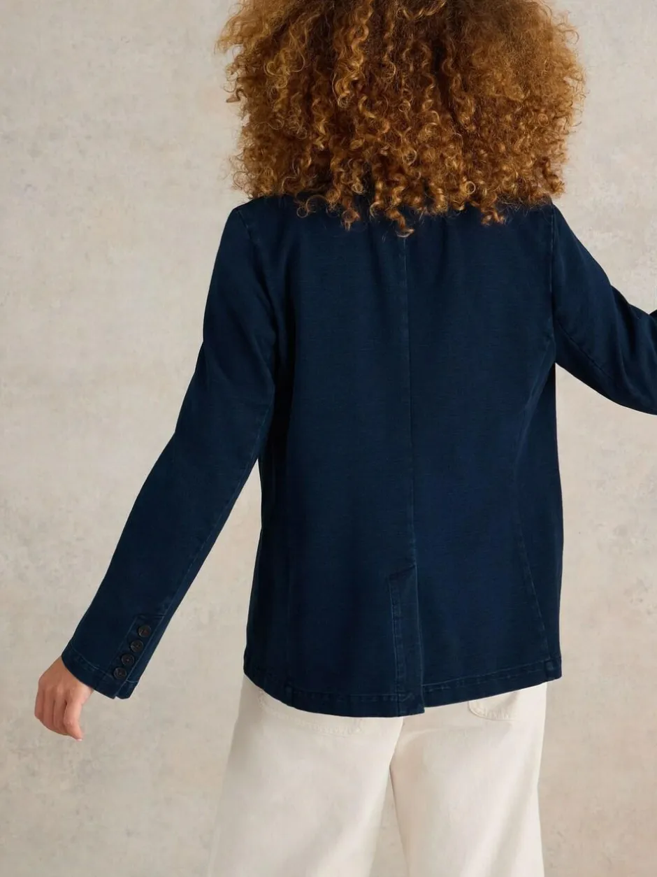 White Stuff Evelyn Jersey Blazer Blue New