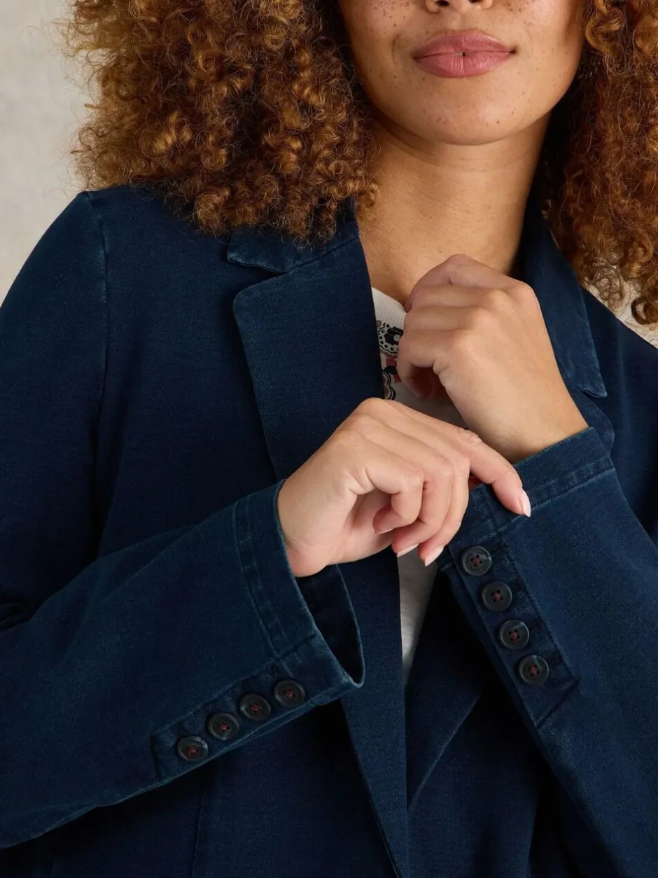 White Stuff Evelyn Jersey Blazer Blue New