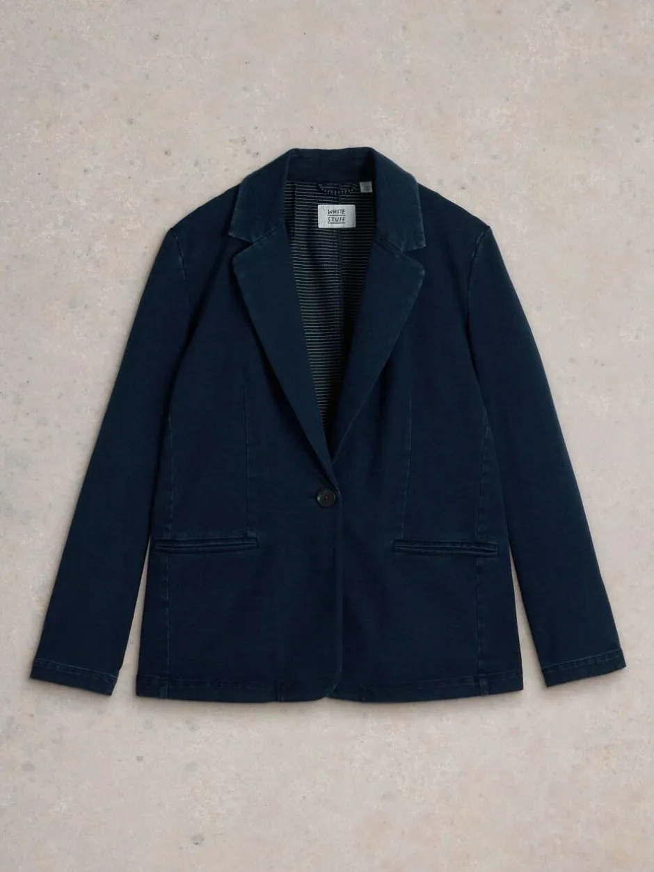 White Stuff Evelyn Jersey Blazer Blue New