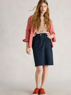 White Stuff Tia Chino Skirt Blue Best