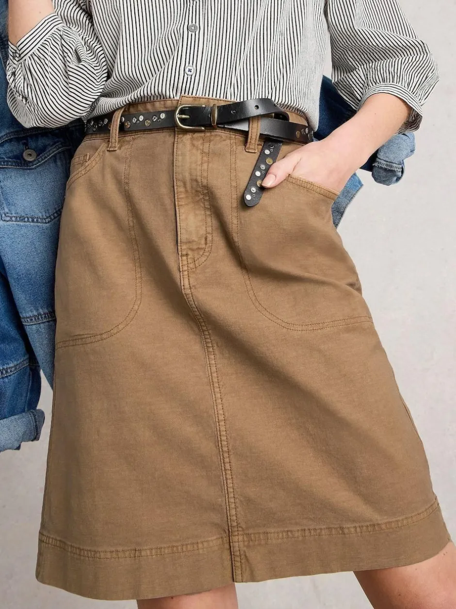 White Stuff Tia Chino Skirt Brown Discount