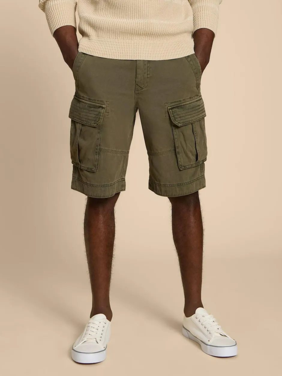 White Stuff 100% Cotton Halsall Cargo Shorts Green Outlet